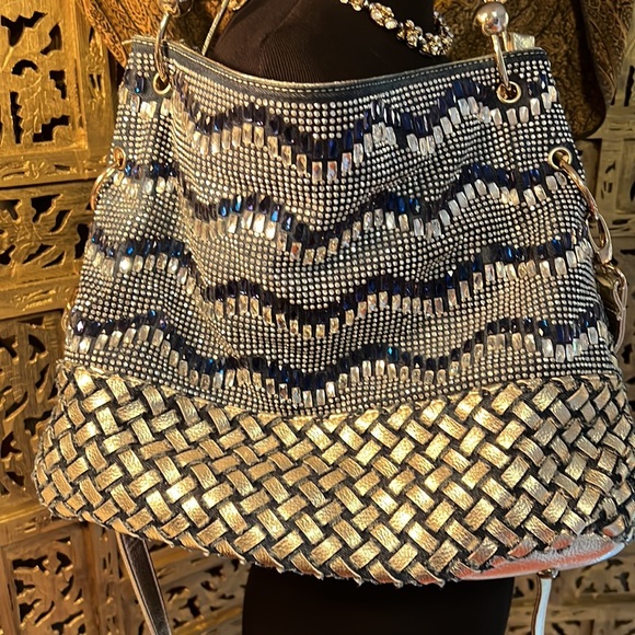 Beautiful bag blue silver stones and gold - Picture 2 of 5